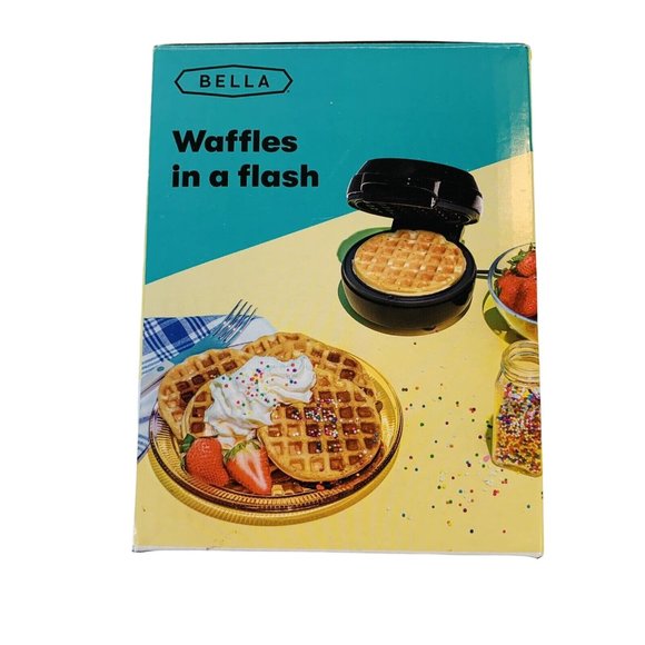 Bella Breakfast Mini Waffle Maker 4” Black Keto Kitchen Tool Appliance Non Stick - Picture 5 of 5
